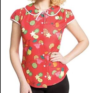 Lindy bop top with fruit and Peter Pan collar